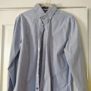 Tommy Hilfiger Slim Fit Blue Check Oxford Dress Shirt Size 15 1/2  34-35